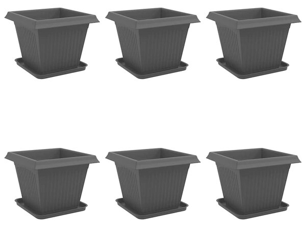 Doniczki 6 pcs Czarny 38 x 38 x 30 cm Z tworzywa sztucznego