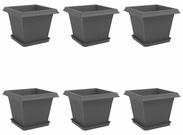 Doniczki 6 pcs Czarny 33 x 33 x 26 cm Z tworzywa sztucznego