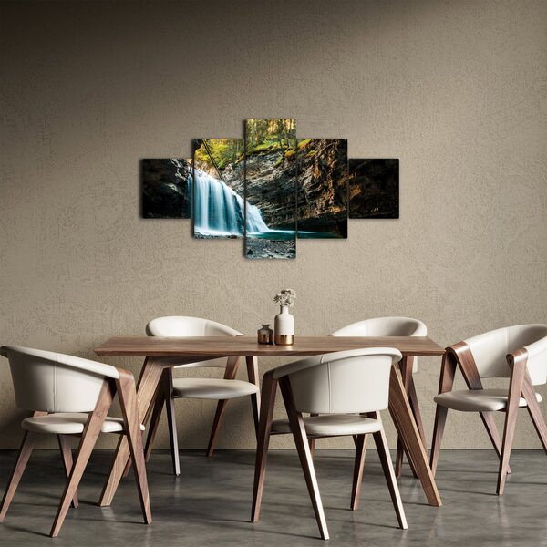 Obraz leśnego wodospadu (125x70 cm)