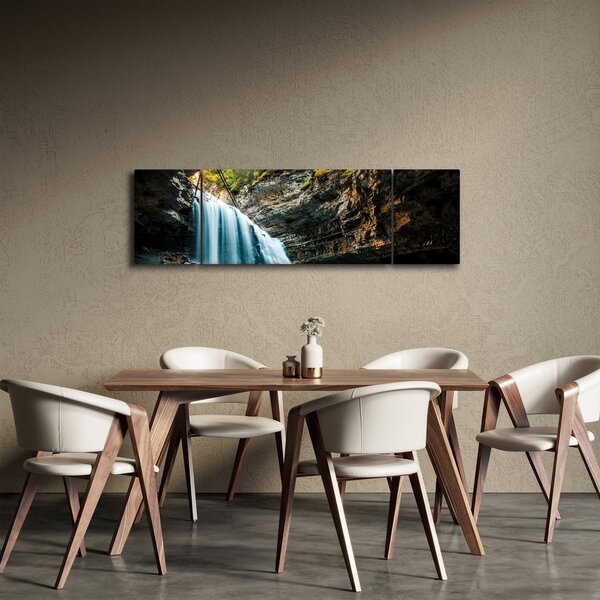 Obraz leśnego wodospadu (170x50 cm)