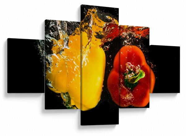 Obraz - papryki w wodzie (125x70 cm)