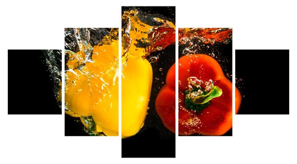 Obraz - papryki w wodzie (125x70 cm)