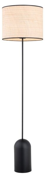 Lampa stojąca podłogowa czarna z kremowym abażurem 1xE27 15W ASPEN Emibig