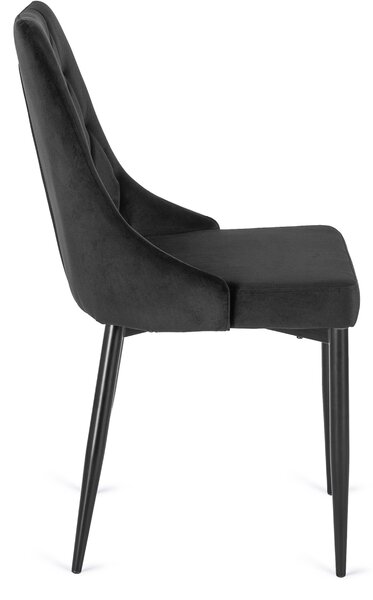 Zestaw Stół Prostokątny Rozkładany CLARK 120-160 cm Czarny Marmur i 4 Krzesła Tapicerowane CORK Czarne Welurowe Loft