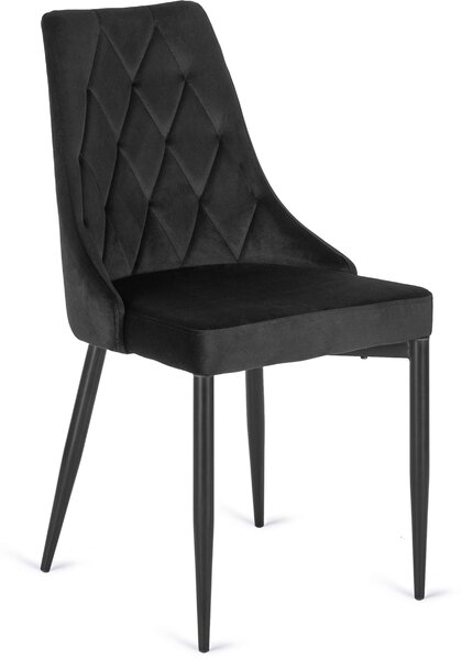 Zestaw Stół Prostokątny Rozkładany CLARK 120-160 cm Czarny Marmur i 4 Krzesła Tapicerowane CORK Czarne Welurowe Loft
