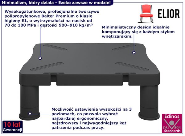 Minimalistyczna nadstawka na biurko z regulowanymi nóżkami W7-P34
