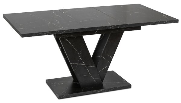 Stół Prostokątny Rozkładany CLARK 120-160 cm Czarny Marmur Glamour