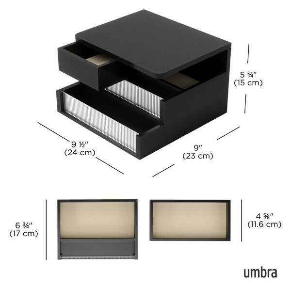Drewniany organizer łazienkowy w kolorze matowej czerni Malibu – Umbra
