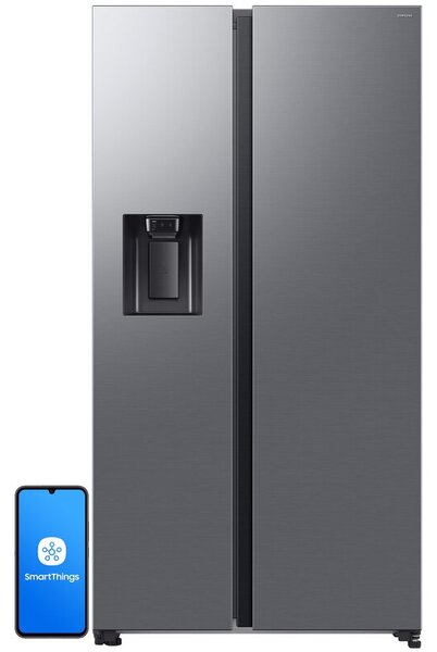 Lodówka SAMSUNG RS70F64KDTEO AI Side by Side No Frost 178.4cm Stal szczotkowana Podajnik wody Kostkarka