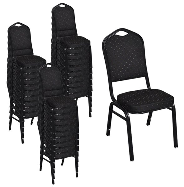 Krzesła do jadalni, 30 szt., czarne, tkanina