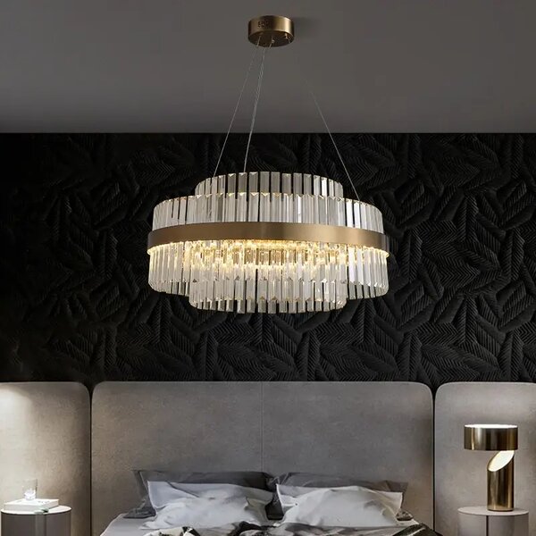 Venus – żyrandol kryształowy glamour LED 60 cm złoty mosiądz domodes