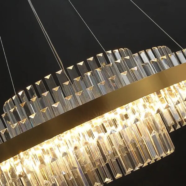 Venus – żyrandol kryształowy glamour LED 60 cm złoty mosiądz domodes