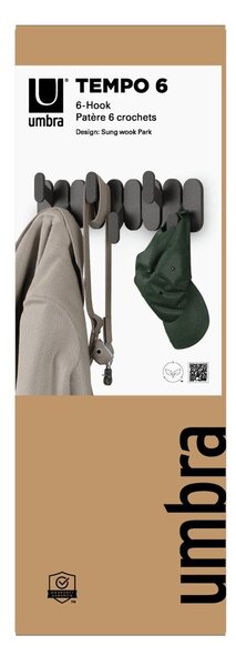 Stalowy wieszak ścienny w kolorze matowej czerni 16 cm Tempo – Umbra