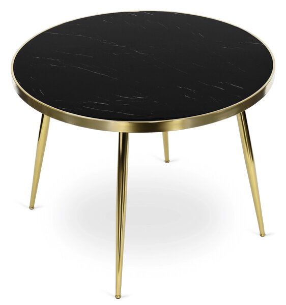 Stół Okrągły TINGA 100 cm Czarny/Złoty Glamour