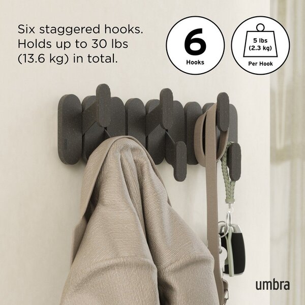 Stalowy wieszak ścienny w kolorze matowej czerni 16 cm Tempo – Umbra