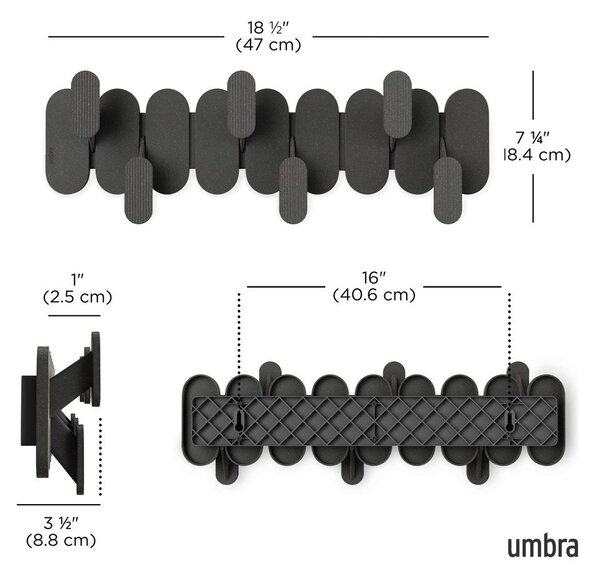 Stalowy wieszak ścienny w kolorze matowej czerni 16 cm Tempo – Umbra