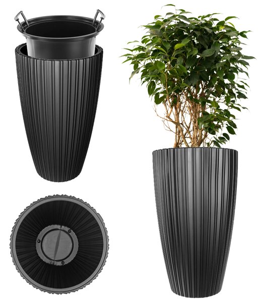Doniczka z wkładem Lavoye 30cm czarna