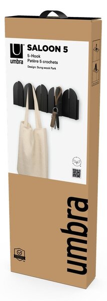 Stalowy wieszak ścienny w kolorze matowej czerni 43 cm Saloon – Umbra