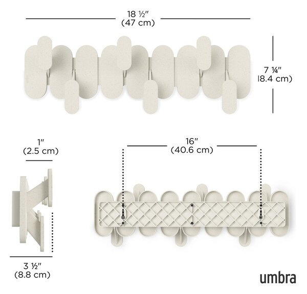 Beżowy stalowy wieszak ścienny 16 cm Tempo – Umbra