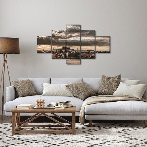 Obraz - pochmurna Praga (125x70 cm)