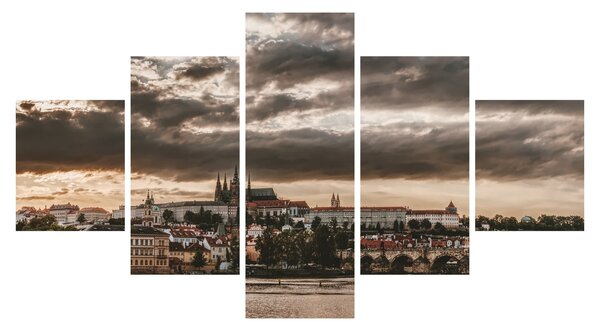 Obraz - pochmurna Praga (125x70 cm)