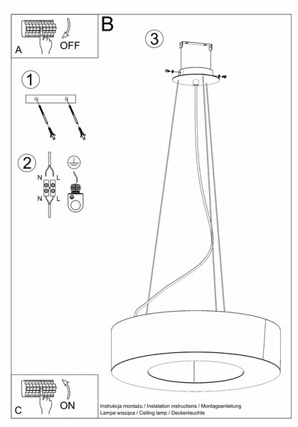 Żyrandol SATURNO 90 czarny Sollux Lighting