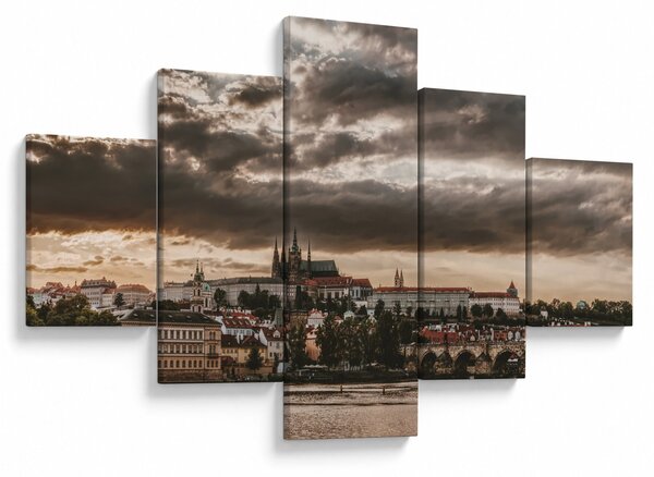 Obraz - pochmurna Praga (125x70 cm)