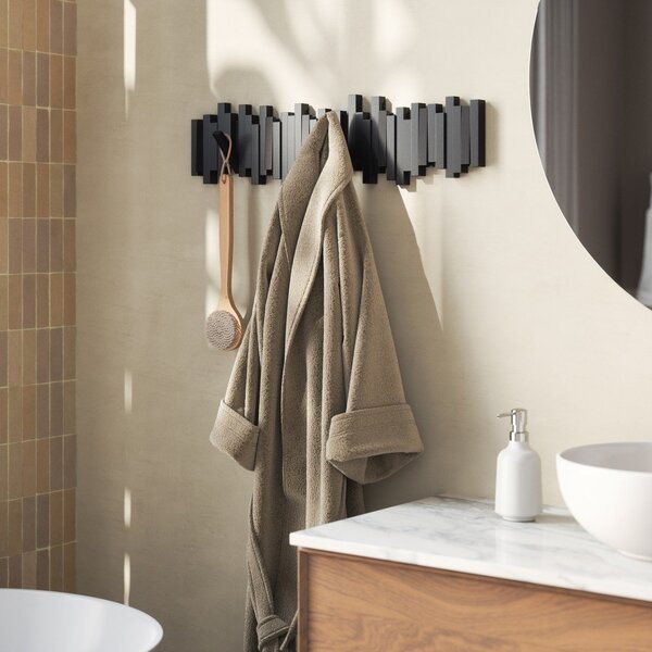 Czarny plastikowy wieszak ścienny 72 cm Sticks – Umbra