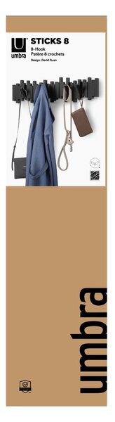 Czarny plastikowy wieszak ścienny 72 cm Sticks – Umbra