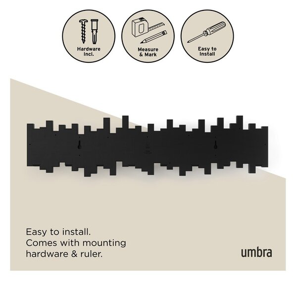 Czarny plastikowy wieszak ścienny 72 cm Sticks – Umbra