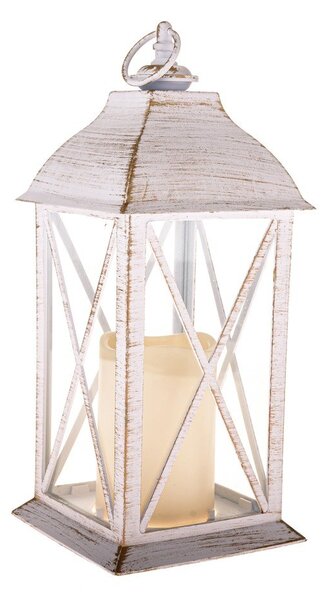 Biały lampion LED na baterie (wysokość 30,5 cm) – Dakls