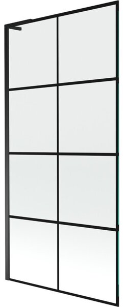 Mexen Next L parawan nawannowy 1-skrzydłowy 90 x 150 cm, czarna kratka, czarny - 895-090-000-03-77-70