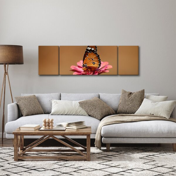 Obraz motyla na kwiatku (170x50 cm)