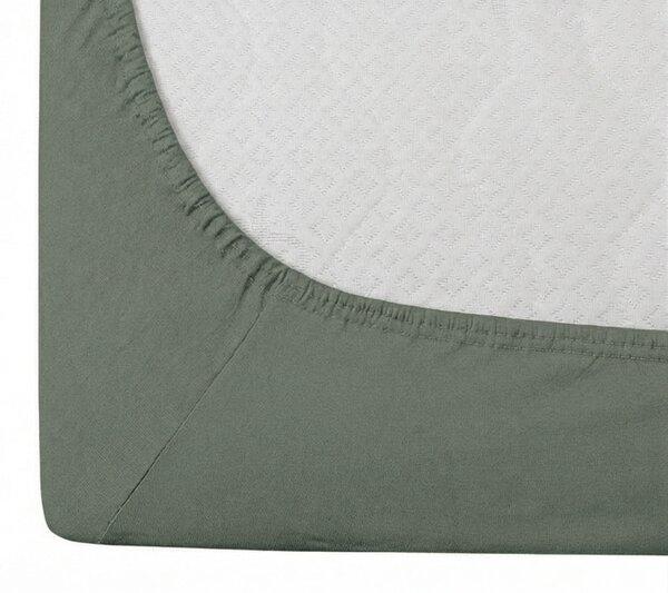 Prześcieradło bawełniane z gumką STANDARD 90 x 200 cm szaro-zielone