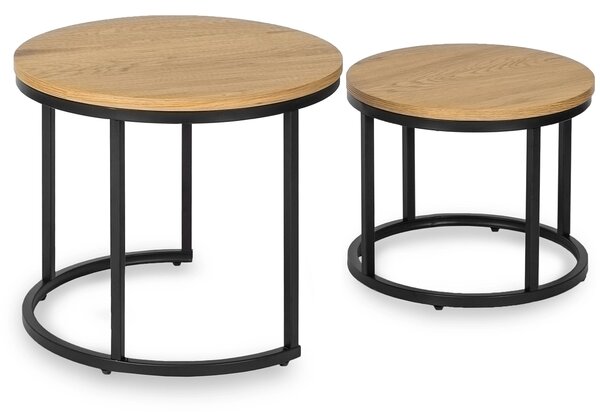 Zestaw Stolików Kawowych DELIA 43 cm/53 cm Dąb Złoty Nowoczesny Loft