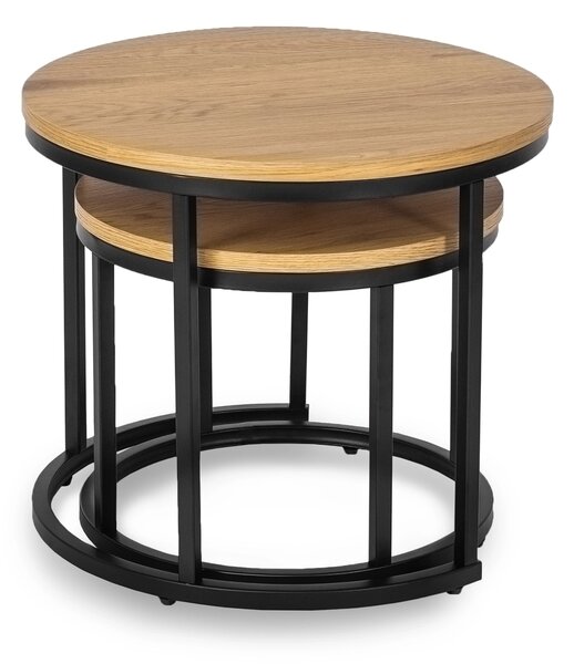 Zestaw Stolików Kawowych DELIA 43 cm/53 cm Dąb Złoty Nowoczesny Loft