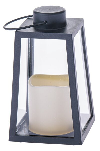 Czarny lampion LED na baterie (wysokość 18 cm) – Dakls