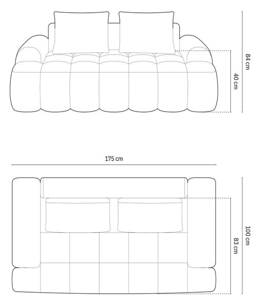 Beżowa aksamitna sofa 175 cm Linz – Cosmopolitan Design