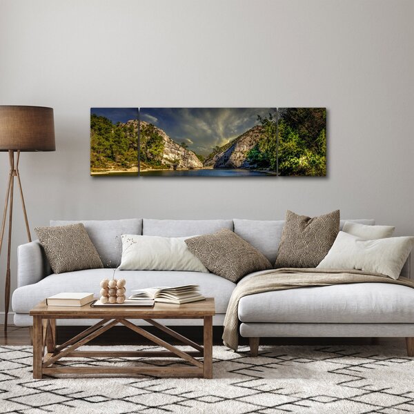 Obraz krajobrazu z jeziorem (170x50 cm)