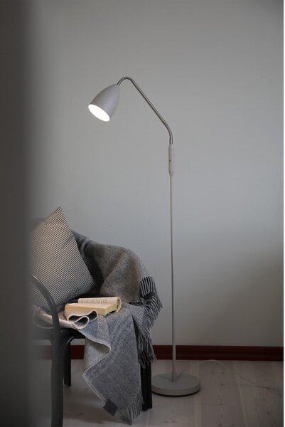 Beżowa lampa stojąca LED ze ściemniaczem i metalowym kloszem (wysokość 140 cm) Patro – Markslöjd