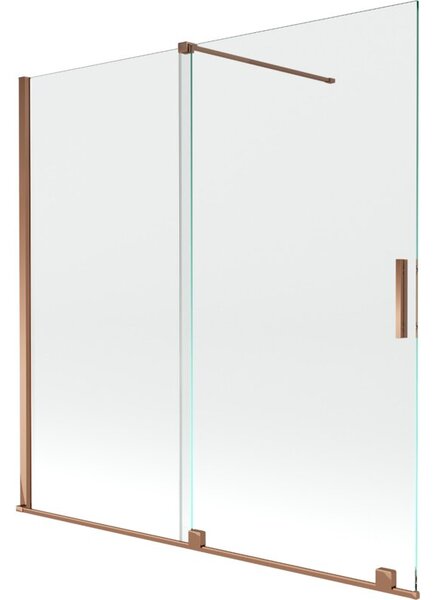 Mexen Velar parawan nawannowy 2-skrzydłowy rozsuwany 160 x 150 cm, transparent, różowe złoto - 896-160-000-01-60
