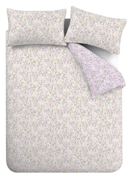 Lawendowo-beżowa bawełniana pościel dwuosobowa 200x200 cm Ditsy Floral – Bianca