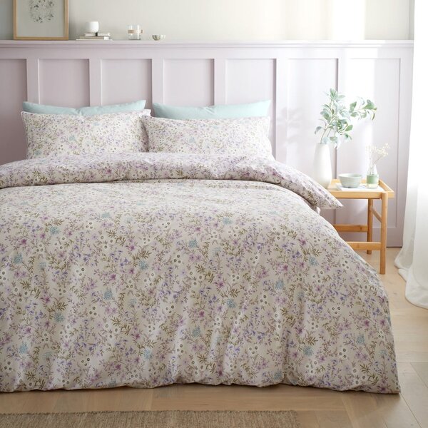 Lawendowo-beżowa bawełniana pościel dwuosobowa 200x200 cm Ditsy Floral – Bianca