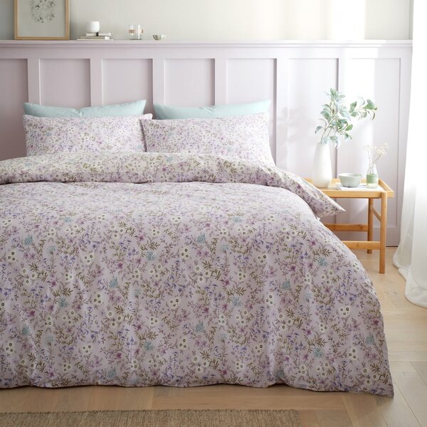 Lawendowo-beżowa bawełniana pościel dwuosobowa 200x200 cm Ditsy Floral – Bianca