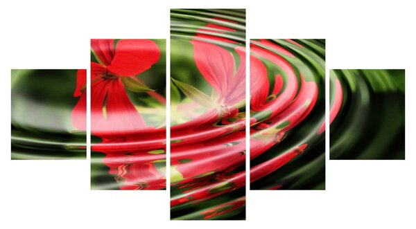 Abstrakcyjny obraz - kwiaty w falach (125x70 cm)