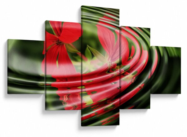 Abstrakcyjny obraz - kwiaty w falach (125x70 cm)