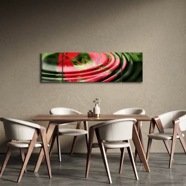 Abstrakcyjny obraz - kwiaty w falach (170x50 cm)