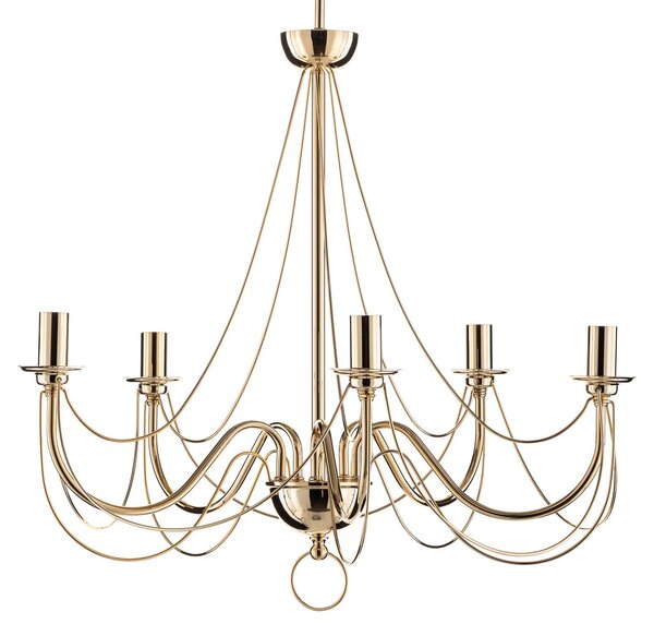 Żyrandol Retro Domiluce, możliwość ściemniania, mosiężny / złoty, salon / jadalnia, metal