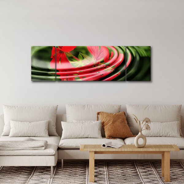 Abstrakcyjny obraz - kwiaty w falach (170x50 cm)