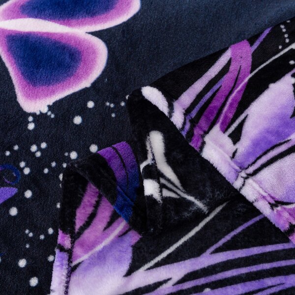 Koc z mikropluszu VIOLET BUTTERFLY ciemnoniebieski Rozmiar: 160 x 200 cm